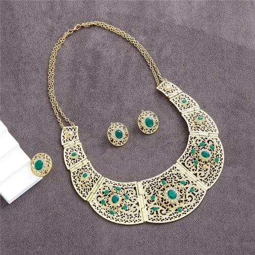 2021 Jul Traditional Wedding jewelry set for women Alloy Jewelry Sets Necklace Ring with Crown Belt