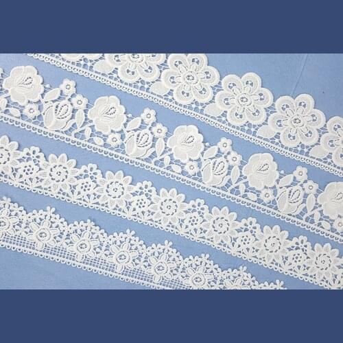 5-8cm wide White Water soluble milk silk ribbon hollow embroidery lace trim fabric for Sewing Bridal Wedding dress Crafts