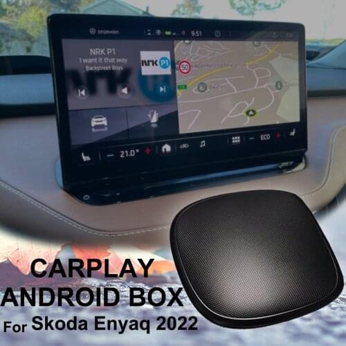 Car Carplay AI Android Box Multimedia Player Wifi Wireless Android Auto 4+64G For Skoda Enyaq 2022 With Headrest Monitor