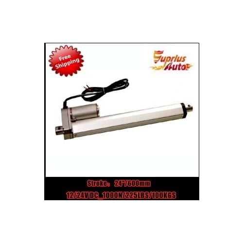 Free Shipping 12v/24v DC linear actuator 24inch/600mm stroke, 1000N/100kgs load recliner chair electric linear actuator