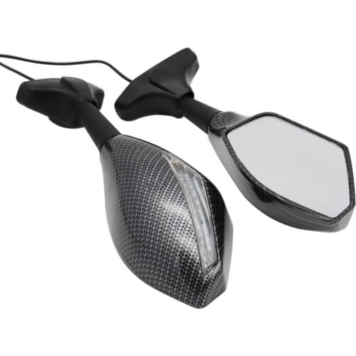 Carbon Fiber Look Rear View Side Mirrors w/ LED Turn Signals For Yamaha YZFR6 1999-2008, YZF R1 R6 YZFR1 2000-2008 01 02 03 04