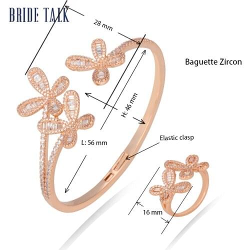BrideTalk Luxury Dubai Gold Color Geometry Bangle Ring Jewelry Set Wedding Party Ladies Nigeria Bride Dress Accessories gift