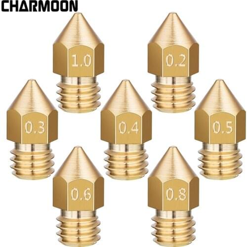 5Pcs 3D Printers Parts MK7 MK8 Nozzle 0.4mm 0.3mm 0.2mm 0.5mm Copper Extruder Threaded 1.75mm 3.0mm Filament Head Brass Nozzles