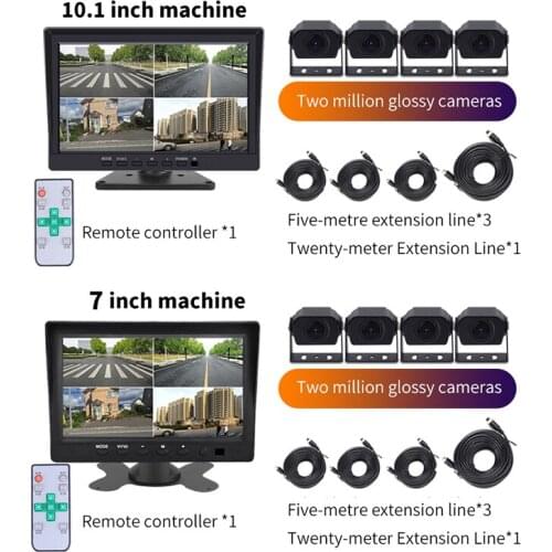 HD AHD 7 Inch Car Truck Van Bus DVR Recording Video Monitor with 4 Split Monitor AHD Front Rear Left Right View Camera