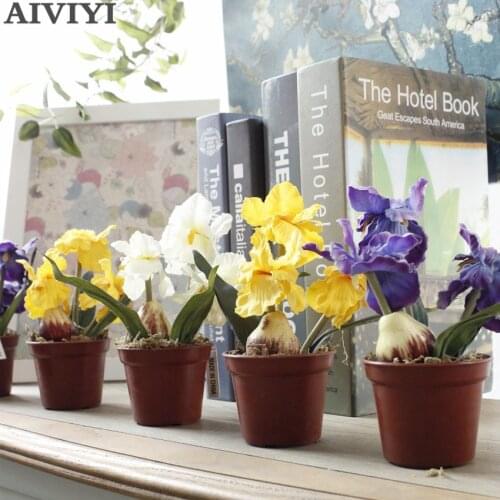 Mini artificial bonsai Iris Silk Flowers bonsai plants Artificial Flower for Wedding Home Party Decorative