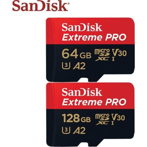 Original SanDisk Extreme Pro Micro SD 128GB 64GB SDXC A2 V30 UHS-III Memory Card Transflash TF Card For 4K UHD Camera