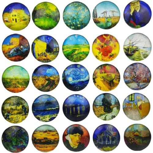 3.5cm Van Gogh oil painting crystal glass refrigerator magnet home Fridge magnetic stickers set decoration souvenir photo DIY
