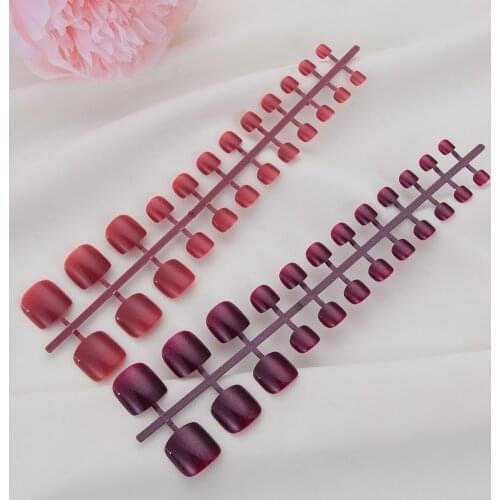 24Pcs/Set 2021 Summer French Style Oval Frosted False Toes Nails Full Cover Foot Artificial Toes Nails Design Fake Nails Art Tip