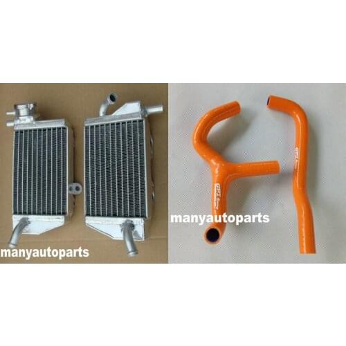 Left with right Aluminum Radiator &orange Hose FOR KTM 65SX 65 SX 2009-2015 2010 2012 2013