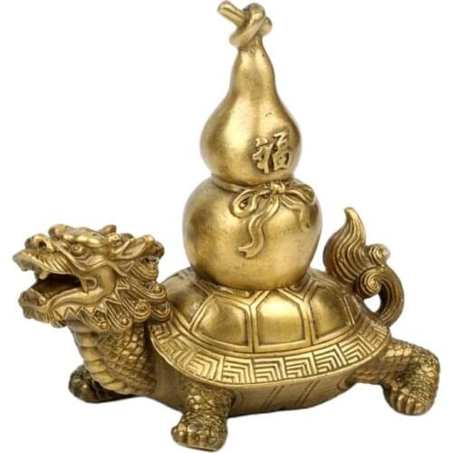 The Copper Dragon Mascot Gourd Dragon Turtle Back Gourd Exorcise Evil Spirits Bronze Ornaments