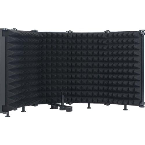 Microphone Isolation Shield 5-Panel Wind Screen Foldable Threaded High Density Absorbing Foam for Recording Studio
