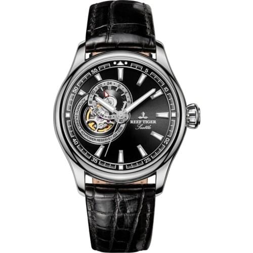 Men automatic watch,mens wrist watches Reef Tiger luxury man self wind mechanical wristwatch waterproof clock relogio masculino