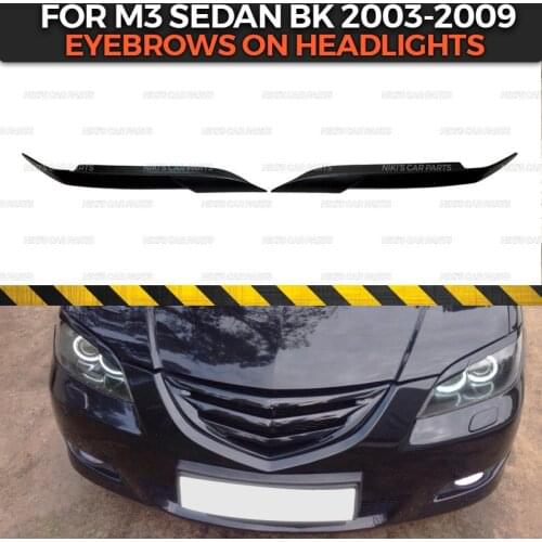 Eyebrows on headlights case for Mazda 3 Sedan BK 2003-2009 ABS plastic cilia eyelash molding decoration car styling tuning