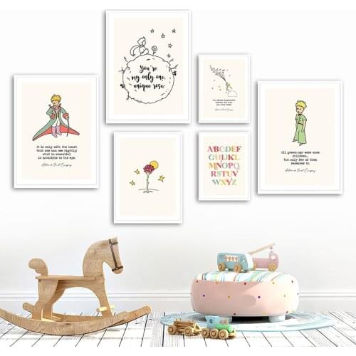 Numbers Letters Flower Little Prince Fox Anime Wall Art Canvas Painting Nordic Posters And Prints Wall Pictures Kids Room Decor