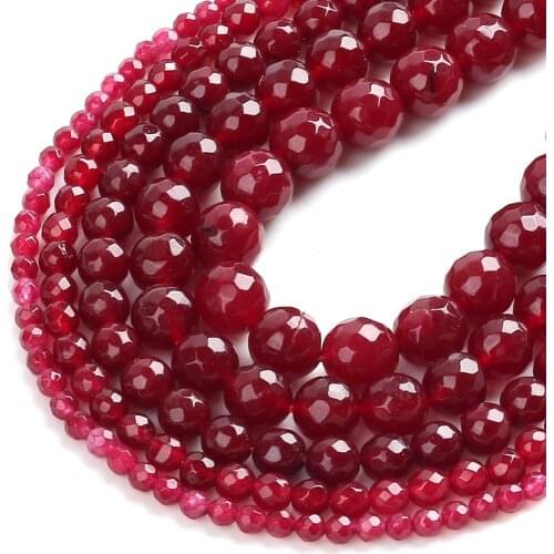 Natural Red Jades Chalcedony Stone Beads Round Loose Beads For Jewelry Making DIY Bracelet Necklace 15'' 4/6/8/10/12/14mm