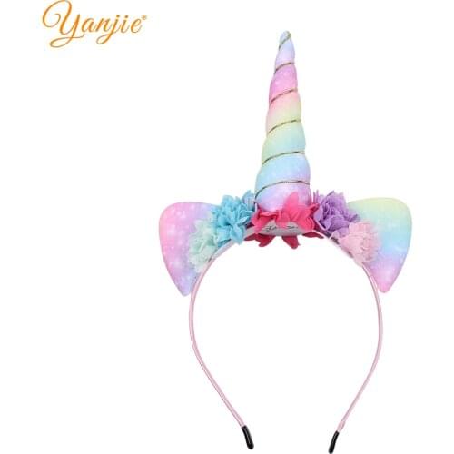 Rainbow Unicorn Horn Headband For Girls Glitter Sequin Unicorn Horn Hair Band 2021 Kid Birthday Party Women DIY Hair Accessories