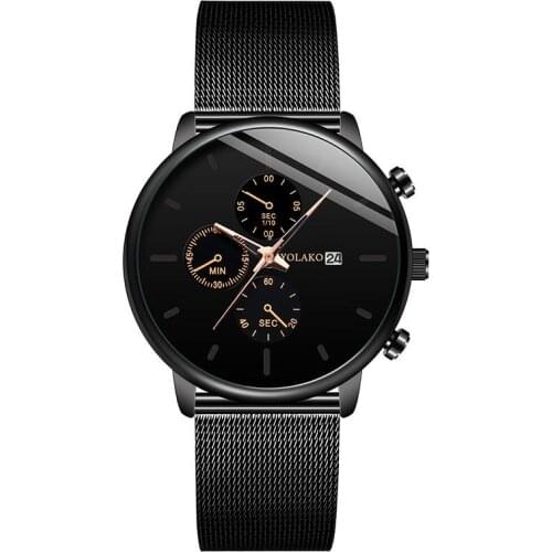 Relogio Masculino Mens Fashion Casual Calendar Watches Stainless Steel Mesh Band Watch Men Business Luminous Quartz Wrist Watch
