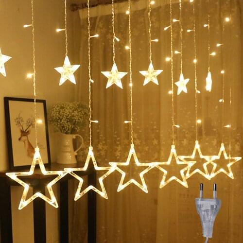 3.5M LED Star Garlands Curtain Lights Fairy Stirng Light For Holiday Home Christmas Wedding Indoor outdoor Party Decorations