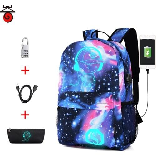 Luminous School Bag Backpack for Teens Girls Boys Waterproof Backpack with USB Charger Port and Lock & Pencil Case Lightweight