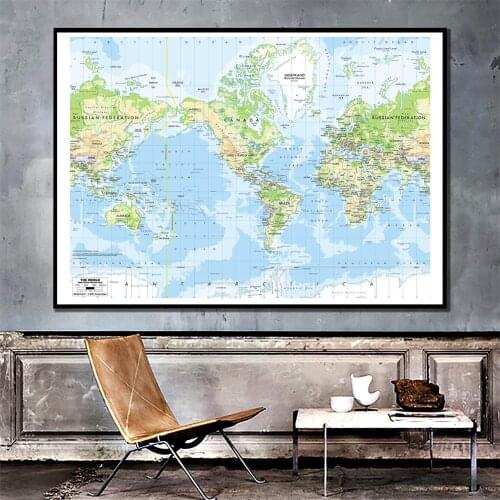 150x100cm The World Map Mercator Projection Vinyl Spray Painting Map Without National Flag