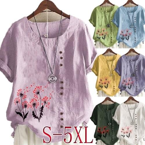 Womens Fashion Printed Comfy T-shirt Casual Crew Neck Short Sleeved T-Shirt Loose Tops Blouse Plus Size