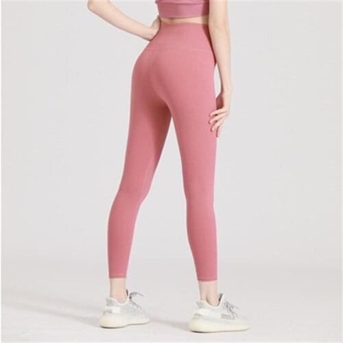 Womens Fashionable Sexy Yoga Pants Fitness Nude Feeling Light High-end High-waist Buttocks Peach Hip Sports Leggings
