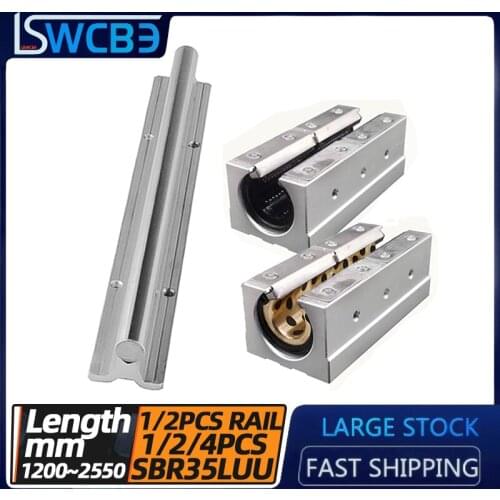 Lengthened open box linear guide rail, SBR35 guide rail, L=1200-2550mm, SBR35LUU slider / lengthened copper sleeve，durable
