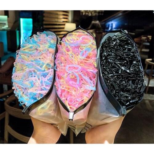 1000pcs/Pack Colorful Small Disposable Hair Bands Scrunchie Girls Elastic Rubber Band Ponytail Holder Hair Accessories Hair Ties