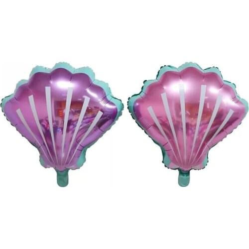 2pcs/lot Pink Purple Sea Shells Balloons Fish Hawaii Ocean Shell Helium Balloons for Baby Shower Birthday Summer Beach Party
