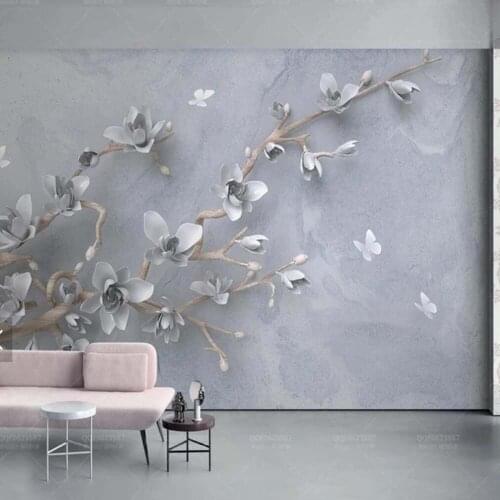 3D Embossed Yulan Magnolia Flower Birdcage Floral Wallpaper Murals Wall Paper Roll for Living Room Wall Decor Painting Modern