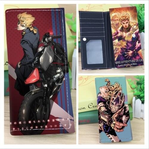 Anime JoJos Bizarre Adventure PU Leather Wallet Long Card Holder Purse Men and Womens Money Bag