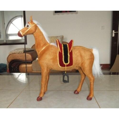 Big simulaiton horse toy polyethylene&fur new yellow-brown horse doll gift about 45x46cm 1976