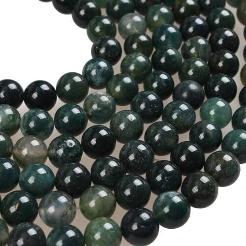 Natural Stone Beads Moss Grass Agates Round Loose Beads 2 3 4 6 8 10 12mm Beads For Bracelets Necklace Diy Jewelry Making