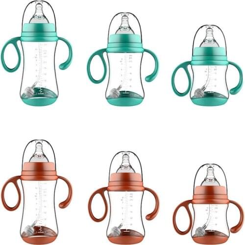 Breastfeeding Wide-mouth PP Bottles for Maternal Baby Double Handle Drinking Water Bottle Children Training Feeding Cup