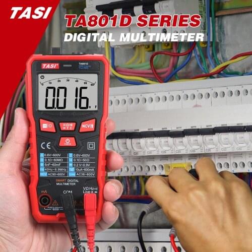 TASI TA801D Digital Multimeter Professional Tester Auto Identification Range Mini Multifunctional Tester OHM NCV Voltage Meter