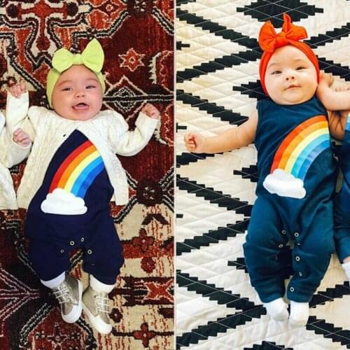 Infant Baby Girl Boys Kid Rainbow Cotton Romper Playsuit Sunsuit Clothes 0-24M Top Summer Baby Rainbow Romper Outfit Clothes