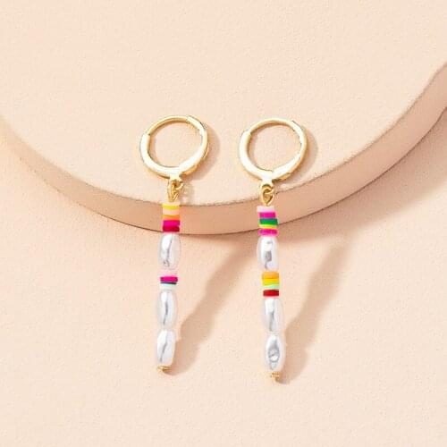 Long Dangle Earrings for Women 2021 Fashion Full Resin Simulated Pearl Strip Earring Vintage Gold Brincos Jewelry