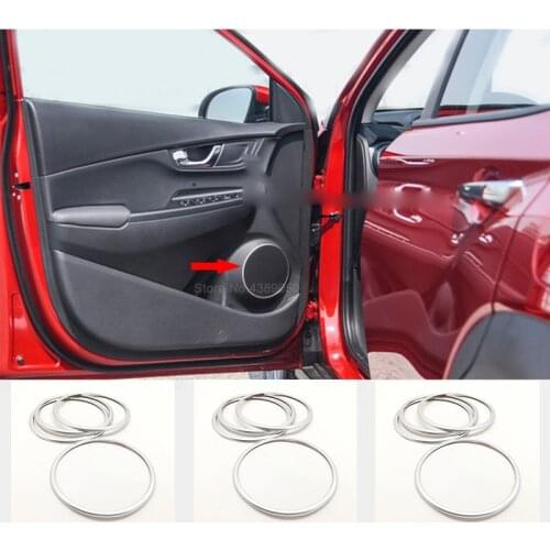 For Hyundai Kona Encino 2019 2018 ABS Matte car sticker styling Audio Speak Sound Cover Ring circle trim frame Cover trim 4pcs