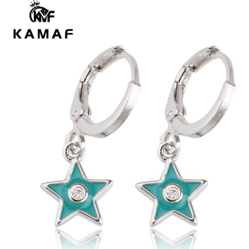 Enamel process copper plated five-pointed star earrings earrings ladies party jewelry specifications 21m*11m