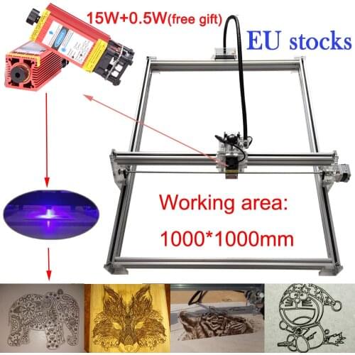 EU ship mini cnc laser cutting machine TTL PWM control 1000*1000mm 15w laser engraving machine cnc laser carving machine