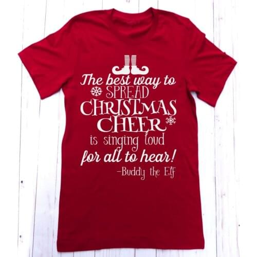 Aesthetic Tees Tops The Best Way To Spread Christmas Cheer Shirt Womens Ugly Merry Christmas T-shirts Party Gift T-shirt