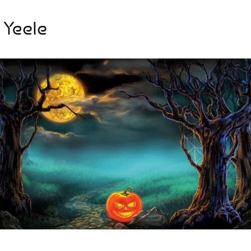Yeele Halloween Backdrop Pumpkin Lantern Night Moon Baby Birthday Party Decor Photography Background For Photo Studio Photophone
