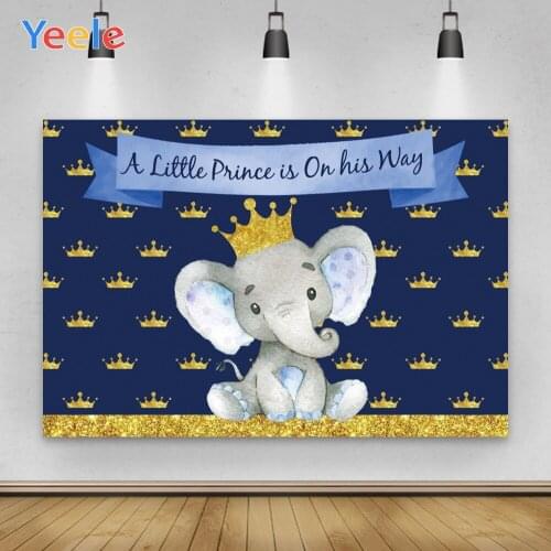 Yeele Baby Shower Newborn Elephant Golden Crown Background Photophone Photography Photo Studio for Decoration Customized Size
