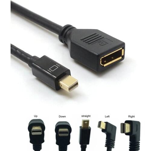 Thunderbolt Mini DisplayPort to DisplayPort Cable 90 Angled Mini DP to DP 30cm Extension Cable for Laptops Projectors Macbook