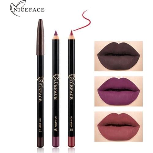 NiceFace 12 Colors Lip Pencils Matte Nude Lipliner Pencil Waterproof Lipstick Pen Lip Liner Long Lasting Lips Makeup Cosmetics