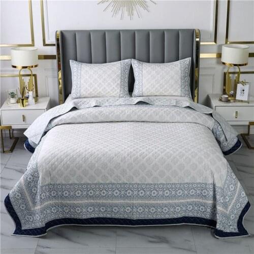 CHAUSUB Bedspread on the Bed Quilt Set 3pcs Twill Cotton Blanket for Double Quilted Bed Cover Pillowcase King Size Coverlets