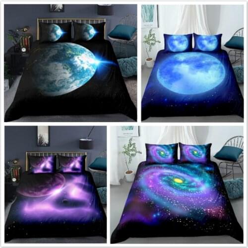Bedding Set 3D Earth sky universe outer space Planetary explosion 3pc King Queen full soft Duvet Cover Sets Pillowcase