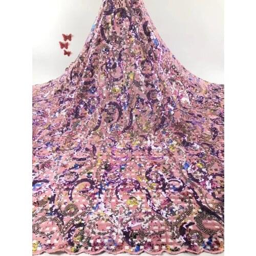 Sequence Lace Fabric African Lace Fabric 2021 High Quality Lace Embroidery Nigerian French Lace Fabric FJ3582