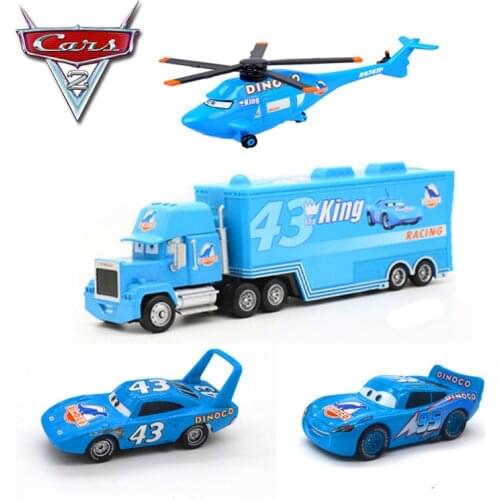 Disney Pixar Cars 2 Diecasts Car Model Lightning McQueen King Uncle Helicopter Dinosaur Oil Set Educational Oyuncak Toys For Boy