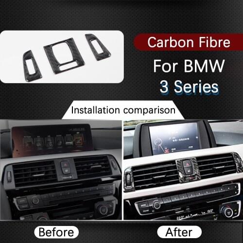 1set Carbon Fiber Stickers for BMW F30 F34 3 Series GT Console Button Frame Interior Decorative Trim Car Styling Accessories
